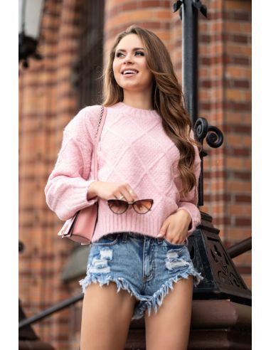 Ženski pleten pulover Xmasin Pink